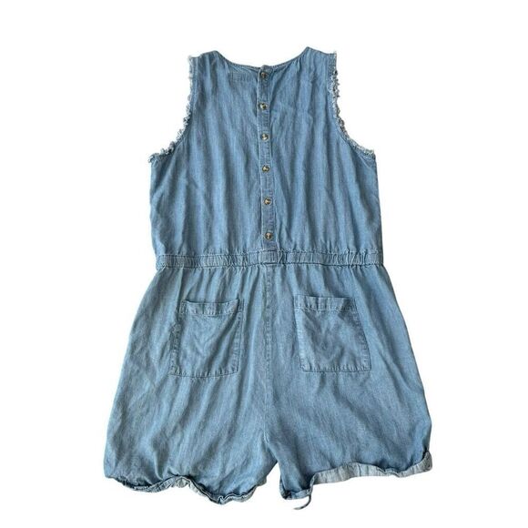 Thread & Supply Chambray romper medium Wash Casual Womens 1X - Picture 2 of 7